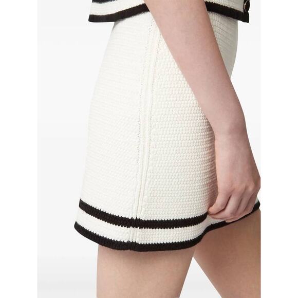 Nina Ricci Knitted Cotton Tweed Mini Skirt in Ecru Noir S - Picture 3 of 5